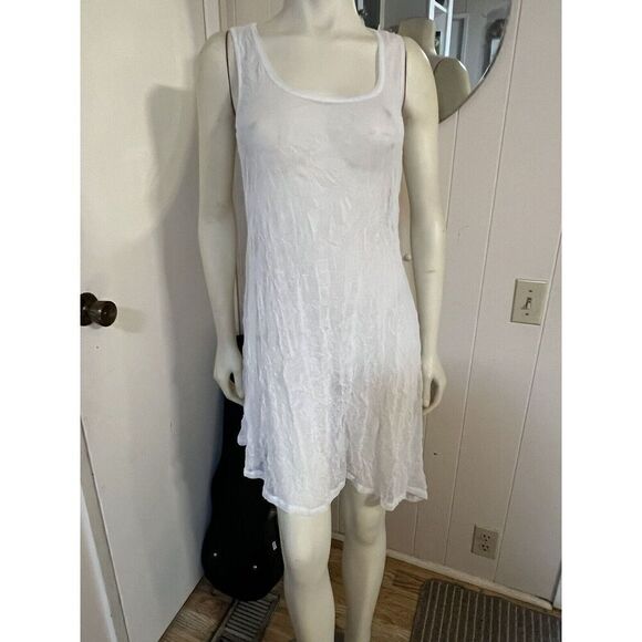 Deca Paris Womens M/L Tunic Tank Dress Sheer White Quina Layering Lagenlook NWT - Picture 1 of 6